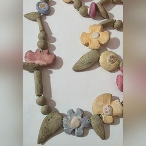 Vintage Soft Color Clay Handmade Flower Necklace